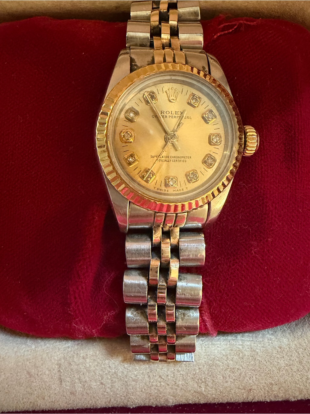 Rolex Womens TwoTone Gold And Silver Dial Bracelet Watch Needs Service